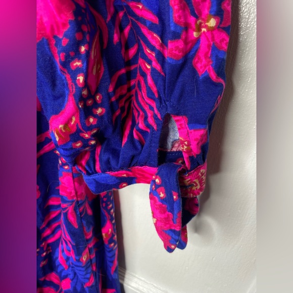 LILY PULITZER Cath Supima Cotton Jersey Notch Split V-Neck Shift Dress - Picture 5 of 6